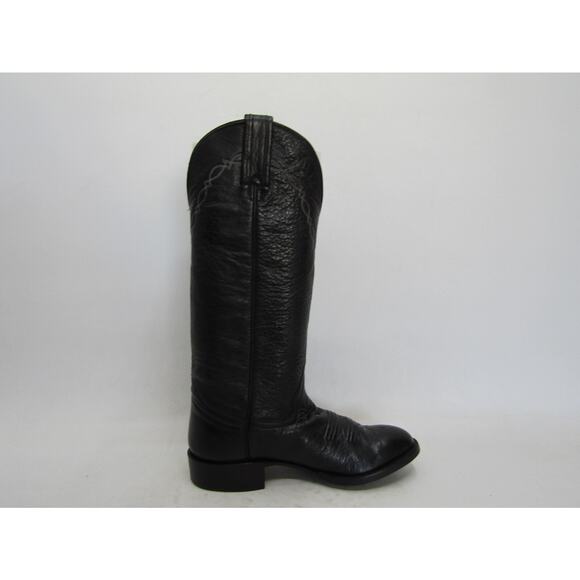 Honcho Womens Size 6 B Black Leather Elk Cowboy Western Boots - Picture 4 of 10